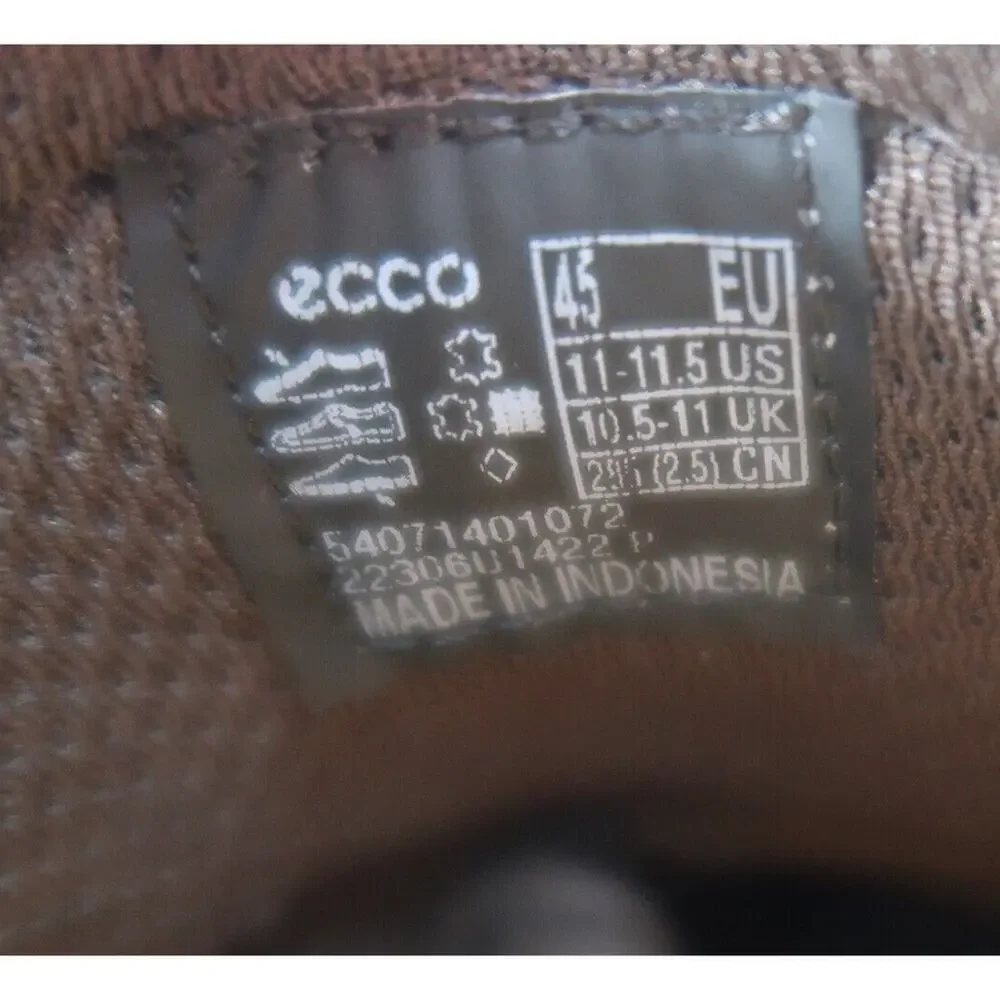 Ecco Shoes Mens 45 Oxford Derby Helsinki Leather Classic Comfort Business Brown